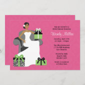 Rosa und grüne Brautdusche Einladung (Vorne/Hinten)