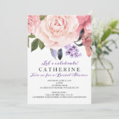 Rosa und Grüne Brautparty Einladung (Stehend Vorderseite)