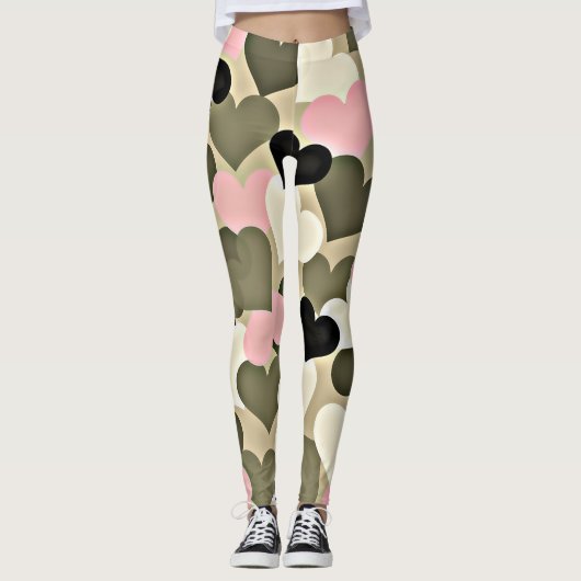Rosa und grüne Camouflage-Leggings Leggings (Vorderseite)