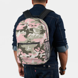 Rosa und grüne Camouflage, Militär, Armee Bedruckter Rucksack
