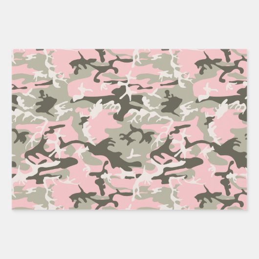 Rosa und grüne Camouflage, Militär, Armee Geschenkpapier Set (Vorderseite)