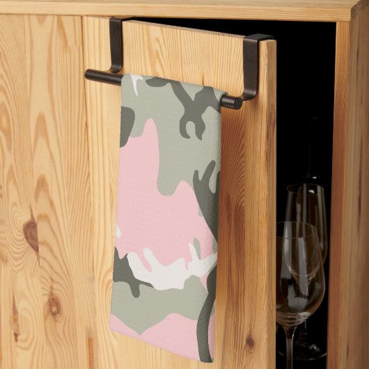 Rosa und grüne Camouflage, Militär, Armee Geschirrtuch (Drittel gefaltet)