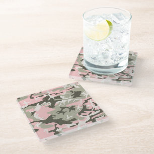 Rosa und grüne Camouflage, Militär, Armee Glasuntersetzer