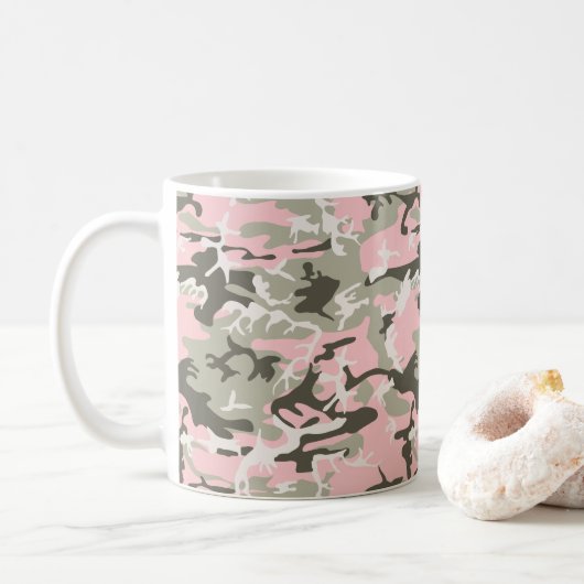 Rosa und grüne Camouflage, Militär, Armee Kaffeetasse (Mit Donut)