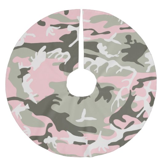 Rosa und grüne Camouflage, Militär, Armee Polyester Weihnachtsbaumdecke (Vorderseite)
