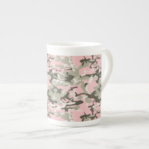 Rosa und grüne Camouflage, Militär, Armee Porzellantasse