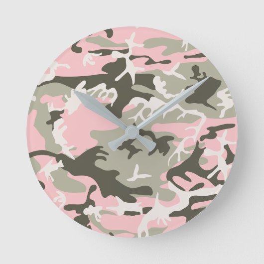 Rosa und grüne Camouflage, Militär, Armee Runde Wanduhr (Vorderseite)