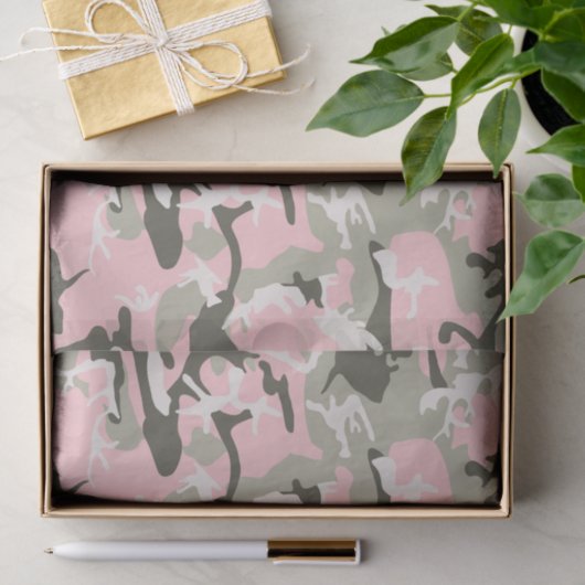 Rosa und grüne Camouflage, Militär, Armee Seidenpapier (Geschenk)