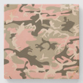 Rosa und grüne Camouflage, Militär, Armee Steinuntersetzer (Vorderseite)