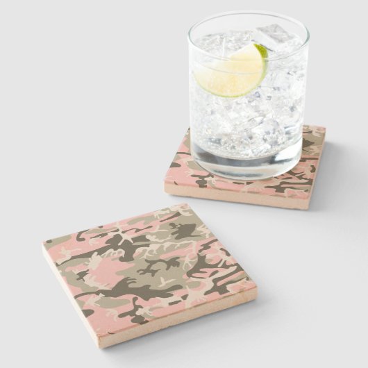 Rosa und grüne Camouflage, Militär, Armee Steinuntersetzer (Seitenansicht)