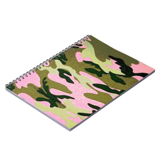Rosa und grüne Camouflage Spirale Notebook Notizblock (Linke Seite)