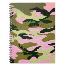 Rosa und grüne Camouflage Spirale Notebook