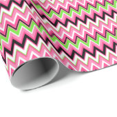 Rosa und grüne Chevron-Zickzack-Muster im Prepper- Geschenkpapier (Rolleneckpunkt)