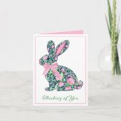 Rosa und grüne Chinoiserie Bunny mit Bow (Vorderseite)