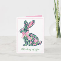 Rosa und grüne Chinoiserie Bunny mit Bow