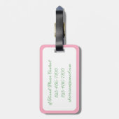 Rosa und grüne Chinoiserie Bunny mit Bow Gepäckanhänger (Rückseite vertikal)