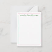 Rosa und grüne Chinoiserie Bunny mit Bow Mitteilungskarte (Rückseite)