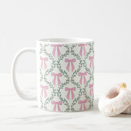 Rosa und grüne Coquette Weinberge Glossare Tasse (Mit Donut)