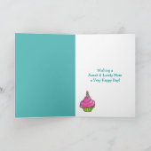 Rosa und grüne Cupcake aqua 1. Muttertag Karte (Innenseite)