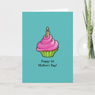 Rosa und grüne Cupcake aqua 1. Muttertag Karte