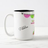 Rosa und grüne Dackel Geburtstagsfeier Tasse (Links)