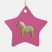 Rosa und grüne Dala Horse Star Ornament (Vorne)