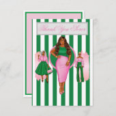 Rosa und grüne Dankeskarten Dankeskarte (Vorne/Hinten)