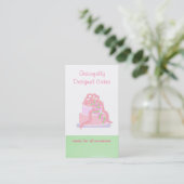 Rosa und grüne Designer Cake Visitenkarte (Stehend Vorderseite)