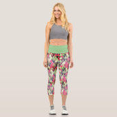 Rosa und grüne Diamanten  Capri Leggings (Vorderseite)