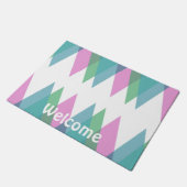 Rosa und grüne Dreiecke Fußmatte (Schrägansicht)
