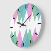 Rosa und grüne Dreiecke Große Wanduhr (Winkel)