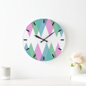 Rosa und grüne Dreiecke Große Wanduhr (Zuhause)