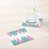 Rosa und grüne Dreiecke Rechteckiger Pappuntersetzer (Vor Ort)