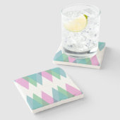 Rosa und grüne Dreiecke Steinuntersetzer (Seitenansicht)