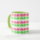 Rosa und grüne Elefanten mit Blume Tasse (Vorderseite Links)