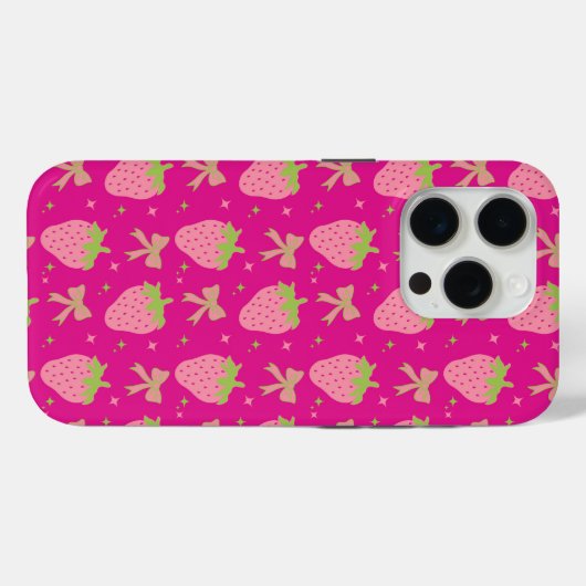 Rosa und grüne Erdbeeren und Bogen Case-Mate iPhone Hülle (Rückseite (Horizontal))