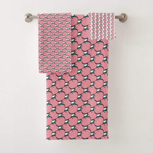 Rosa und grüne Fische Badhandtuch Set (Insitu)