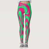 Rosa und grüne Flammen Leggings (Vorderseite)