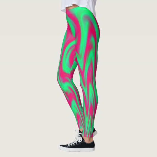 Rosa und grüne Flammen Leggings (Links)