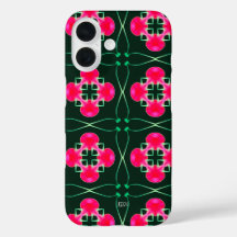 Rosa und grüne Floral-iPhone-Hülle mit Namen