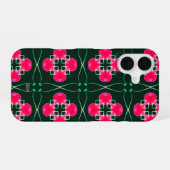 Rosa und grüne Floral-iPhone-Hülle mit Namen iPhone 16 Hülle (Rückseite (Horizontal))
