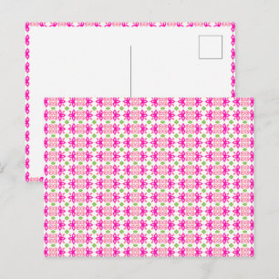 Rosa und grüne florale Postkarte