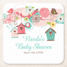 Rosa und grüne florale Vogelkäfige Baby Shower