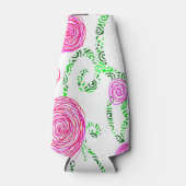 Rosa und grüne Frühlingsblumen Flaschenkühler (Vorderseite)