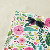 Rosa und grüne Frühlingsblumen Strandtuch (Beispiel)