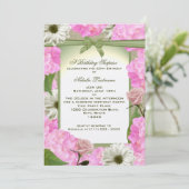 Rosa und grüne Gartenanlage Party Geburtstag Einladung (Stehend Vorderseite)