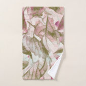 Rosa und grüne gefallene Blätter Badhandtuch Set (Handtuch)