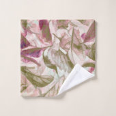 Rosa und grüne gefallene Blätter Badhandtuch Set (Waschlappen)