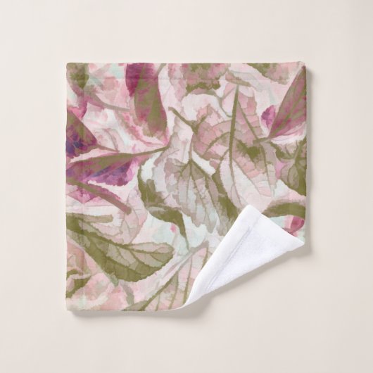 Rosa und grüne gefallene Blätter Badhandtuch Set (Waschlappen)