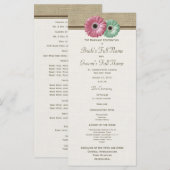 Rosa und grüne Gerbera-Daisy-Hochzeitsprogramm Programm (Vorne/Hinten)